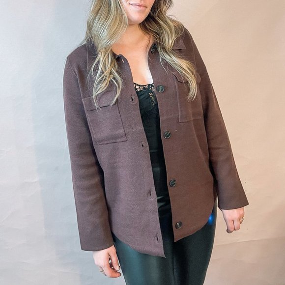 Tia Woven Short Shacket | Brown - Picture 1 of 1